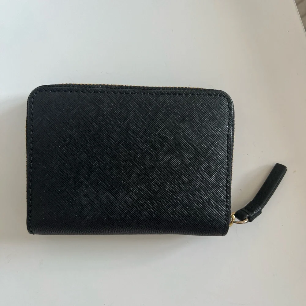 Tory Burch Robinson zip coin case wallet black gold - Picture 2 of 4